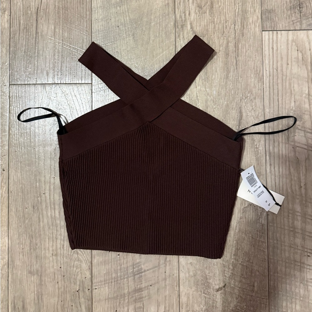 NEW Aritzia Babaton Sculpt Knit Top - Size Small | Color: Dark Brown